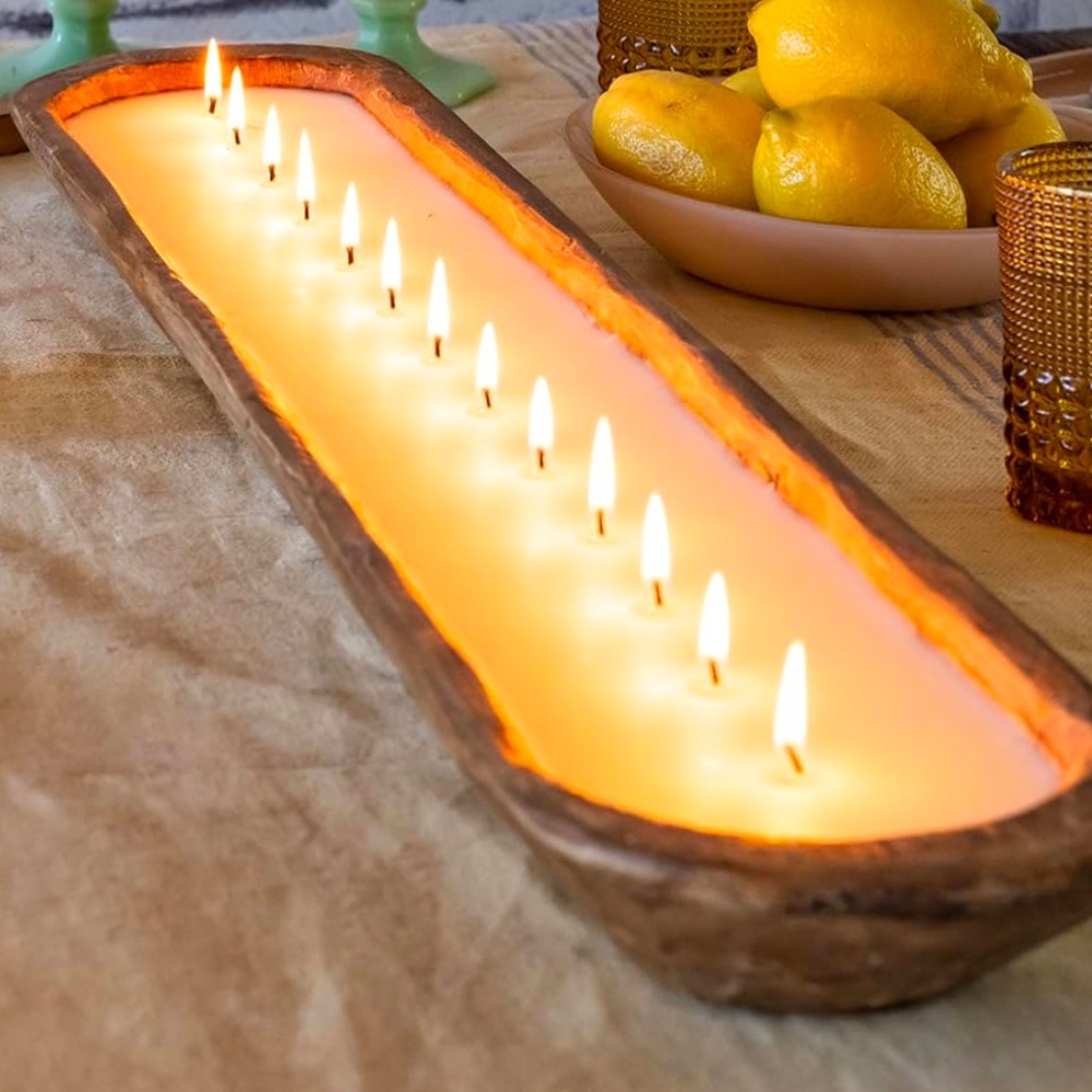 Extra Long Handmade Dough Bowl Candle‎